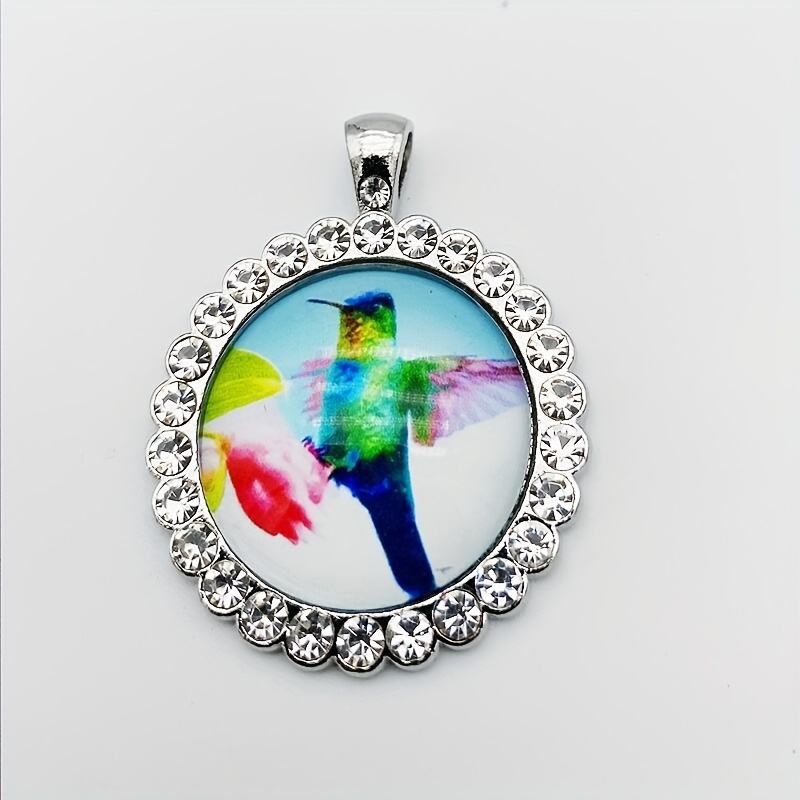 Green Bird Glass Alloy Pendant Necklace Accessories DIY